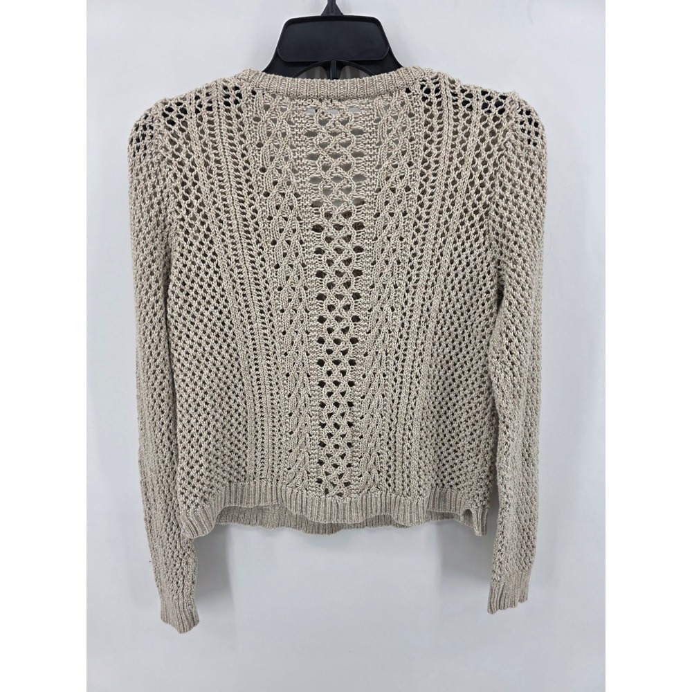 Madewell Open Stitch Crochet Crewneck Pullover Sweater Cream Tan Womens Medium - Picture 6 of 6